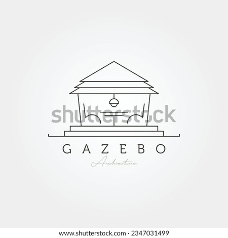 gazebo vector line art logo illustration design, pergola backyard icon vector design