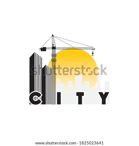 Vector of city landscape with crane design eps format, suitable for your design needs, logo, illustration, animation, etc.