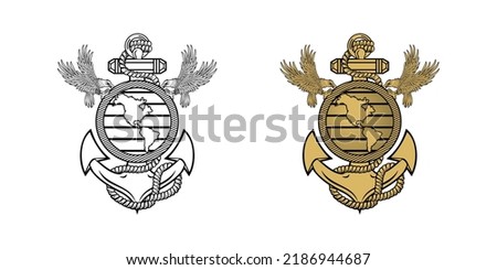 Military Eagle Globe and Anchor ega design illustration vector eps format , suitable for your design needs, logo, illustration, animation, etc.