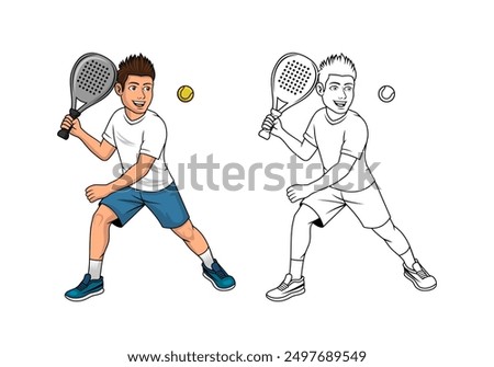 Padel Player Cartoon Design Illustration vector eps format suitable for your design needs logo illustration animation etc