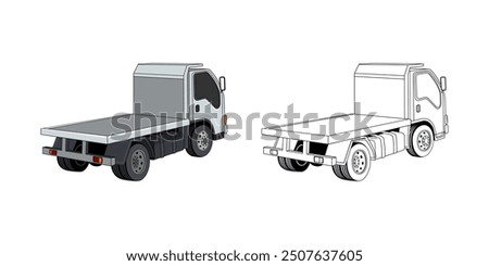 Flatbed Truck Cartoon Design Illustration vector eps format suitable for your design needs logo illustration animation etc