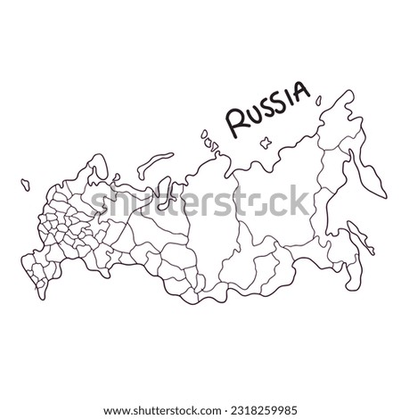 hand drawn doodle map of Russia