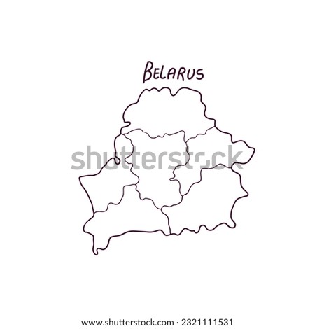 Hand Drawn Doodle Map Of Belarus. Vector Illustration