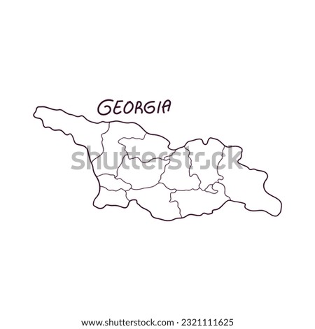 Hand Drawn Doodle Map Of Georgia. Vector Illustration