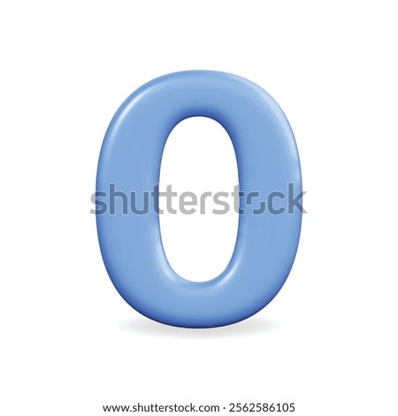 3d vector icon of a blue number zero, sleek and modern design, suitable for digital and educational themes