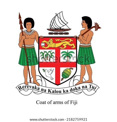 Coat of arms of Fiji Man - Fiji flag national symbol  vector Fiji emblem logo, Coat of arms shield logo - National symbol of Fiji land - Man