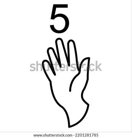 5 - Fiver hand sign - Deaf Language Hand Vector Signs - International Week of the Deaf 18 September - International Day of Sign Languages 23 September