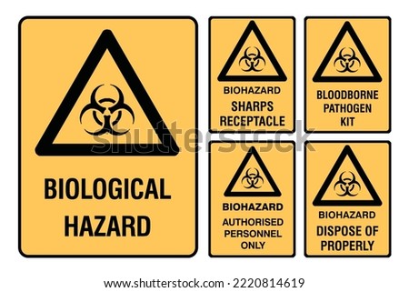  Biological Hazard - Caution Signs - Hazard Signs - Sharps Receptacle, Pathogen, Dispose Of Properly.