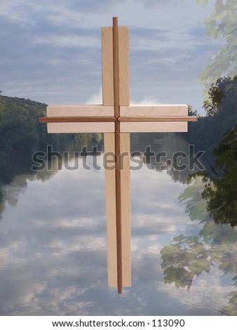 Wood Cross on River