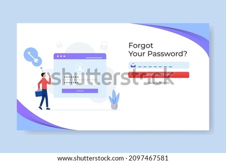 Man forgetting his password illustration. This design can be used for websites, landing pages, UI, mobile applications, posters, banners