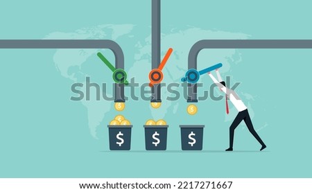 Financial wealth multiple streams of income concept. Multiple income streams from passive incomes or revenue from invest in multi assets