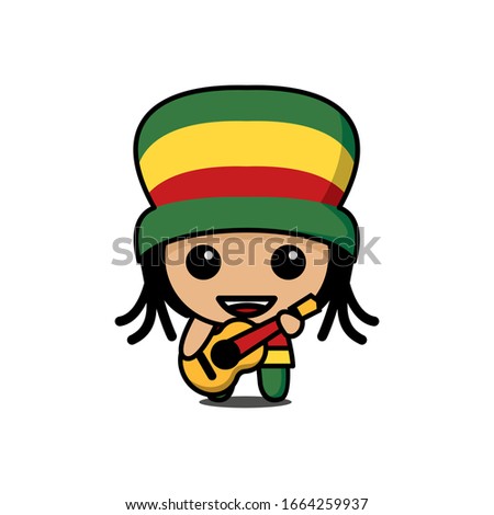 cute kawaii Rasta reggae character logo icon design vector