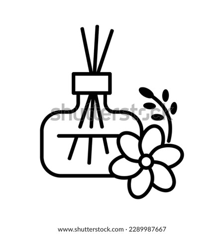 flower vase with sticks spa outline icon vector illustration