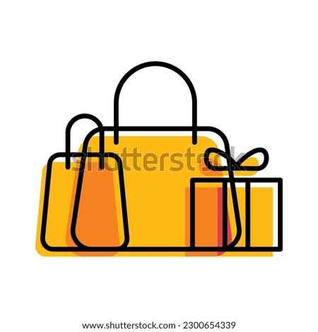 shopping bags and gift yellow outline ecommerce Icon button