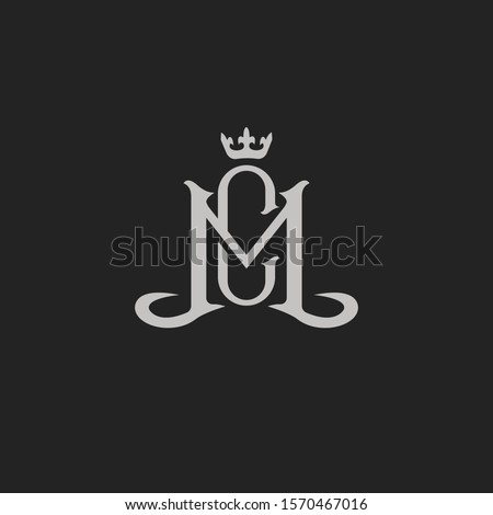 Monogram Initial Letter MC / CM Hipster Lettermark Logo For Branding or T shirt Design Zdjęcia stock © 