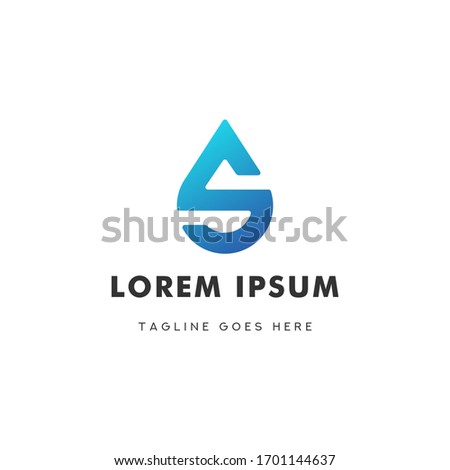 Letter S in Water Drop Initial Logo Design Template Vector Illustration