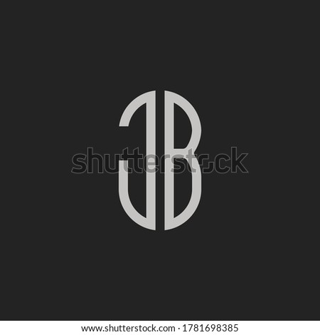 Monogram Initial Letter J + Letter B  Hipster Lettermark Logo Design Stock fotó © 