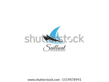 Simple sailing boat logo vector