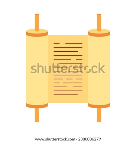 Torah scroll flat vector illustration. Vector Hanukkah symbol