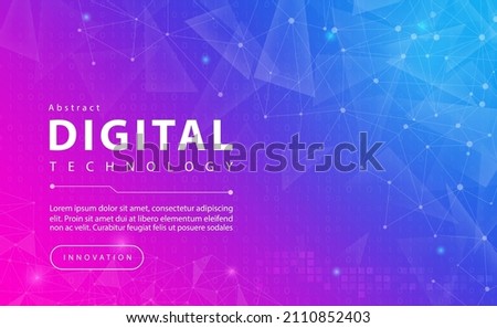 Digital technology banner pink blue background concept with technology line light effects, abstract tech, illustration vector for graphic design