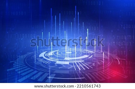 Digital big data technology futuristic blue background, cyber reactor energy bolt, abstract circuit neon wifi security, innovation future battery voltage fusion, internet network, illustration vector