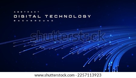 Digital technology worldwide global network internet speed connection blue background, Abstract cyber tech futuristic, Ai big data, fiber optic 5g wireless wifi future, lines dots illustration vector