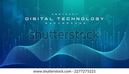 Digital technology banner green blue background concept with technology light effect, abstract tech, innovation future data, internet network, Ai big data, lines dots connection, illustration vector Foto stock © 