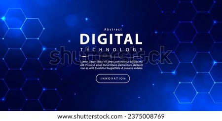 Abstract digital technology futuristic big data blue background, Cyber nano information communication, innovation future tech data, internet network connection, circuit board line dot illustration