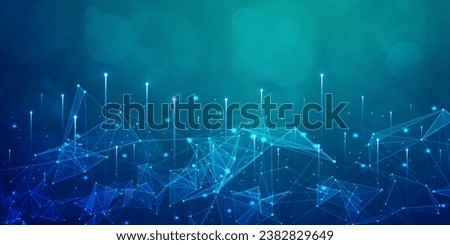 Digital technology internet network speed connection blue green background, cyber nano information, abstract communication, innovation future tech data, Ai big data lines dots, illustration vector 3d