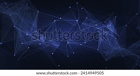 Digital technology futuristic internet network connection dark black background, blue abstract cyber information communication, Ai big data science, innovation future tech, line illustration vector 3d