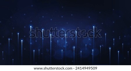 Digital technology futuristic internet network connection dark black background, blue abstract cyber information communication, Ai big data science, innovation future tech, line illustration vector 3d