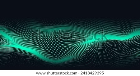 Digital technology futuristic internet network connection dark black background, green abstract cyber information communication, Ai big data science, innovation future tech line illustration vector 3d