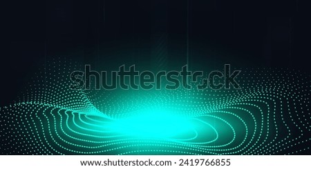 Digital technology futuristic internet network connection dark black background, green abstract cyber information communication, Ai big data science, innovation future tech line illustration vector 3d