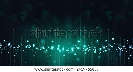 Digital technology futuristic internet network connection dark black background, green abstract cyber information communication, Ai big data science, innovation future tech line illustration vector 3d