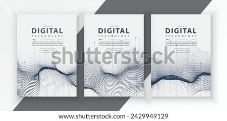 Poster brochure cover banner presentation layout template, technology digital futuristic internet network connection white background, abstract cyber future tech communication, Ai big data science 3d