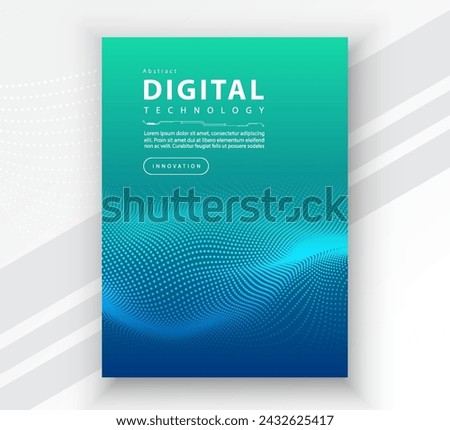 Poster brochure cover banner presentation layout template, Technology digital futuristic internet network connection green blue background, Abstract cyber future tech communication Ai big data science