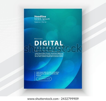 Poster brochure cover banner presentation layout template, Technology digital futuristic internet network connection green blue background, Abstract cyber future tech communication Ai big data science