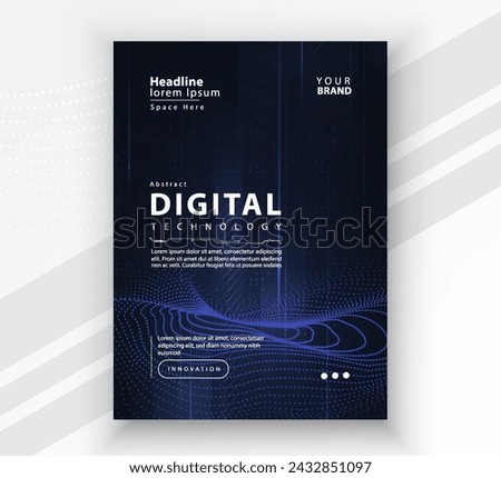 Poster brochure cover banner presentation layout template, Technology digital futuristic internet network connection blue background, Abstract cyber future tech communication, Ai big data science post