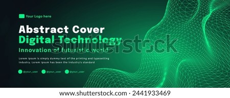 Digital technology poster cover speed connect dark green background, cyber information, abstract communication, innovation future tech data, internet network connection, Ai big data blend illustration