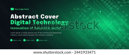 Digital technology poster cover speed connect dark green background, cyber information, abstract communication, innovation future tech data, internet network connection, Ai big data blend illustration