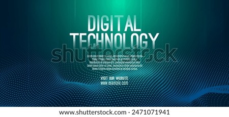 Digital technology speed connect blue green background, cyber nano information, abstract communication, innovation future tech data, internet network connection, Ai big data, line dot illustration 3d