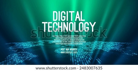 Digital technology speed connect blue green background, cyber nano information, abstract communication, innovation future tech data, internet global network connection, Ai big data, illustration 3d