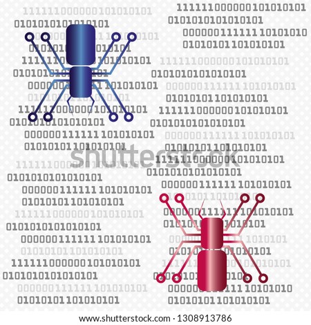 Two spider and binary code background