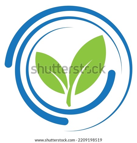 Two leaves, plant and drop, wellness and gardener logo