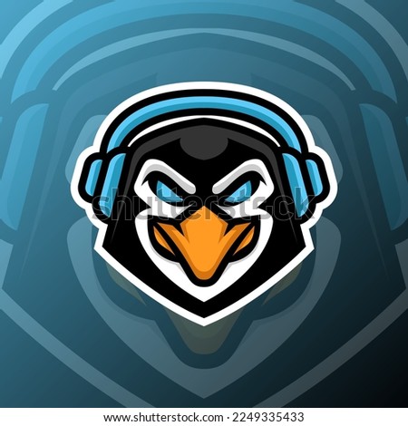 vector graphics illustration of a penguin gaming in esport logo style. perfect for game team or product logo