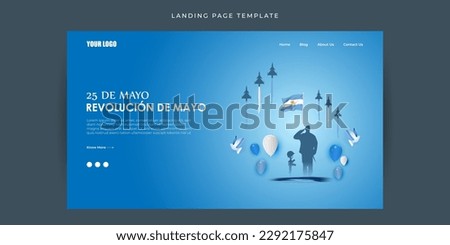 Vector illustration of revolucion de mayo Website landing page banner mockup Template written in Spanish text means may revolution day