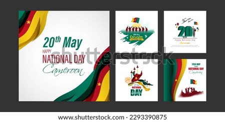 Vector illustration of Cameroon National Day social media story feed set mockup template poster flyer set