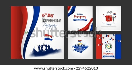 Vector illustration of Paraguay Independence Day social media story feed mockup template poster banner set