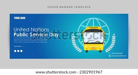 Vector illustration of United Nations Public Service Day social fb banner media feed story mockup template