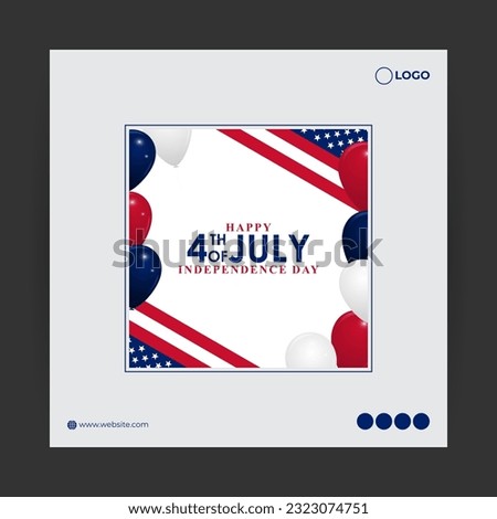 Vector illustration of America Independence Day social media story feed mockup template